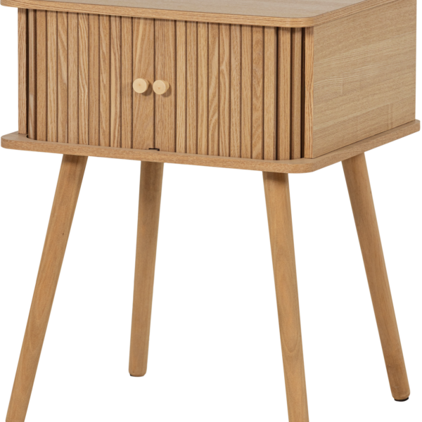 Natbord/sengebord WOOOD Collection natur i MDF og slebet fyrretræ H58xB45xD40 cm, FSC-cert.