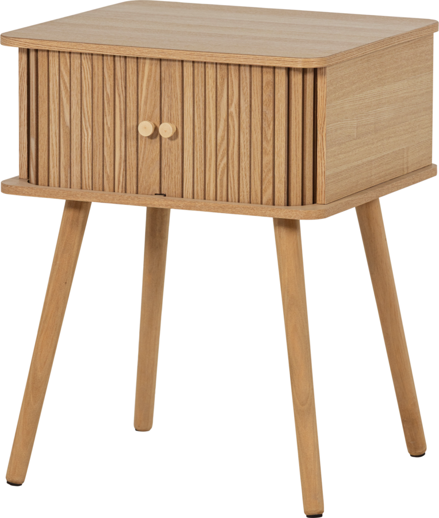 Natbord/sengebord WOOOD Collection natur i MDF og slebet fyrretræ H58xB45xD40 cm, FSC-cert.