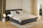 Calvi Dobbeltseng 160x200 cm – Mørkegrå med Mat Sort Stålstel