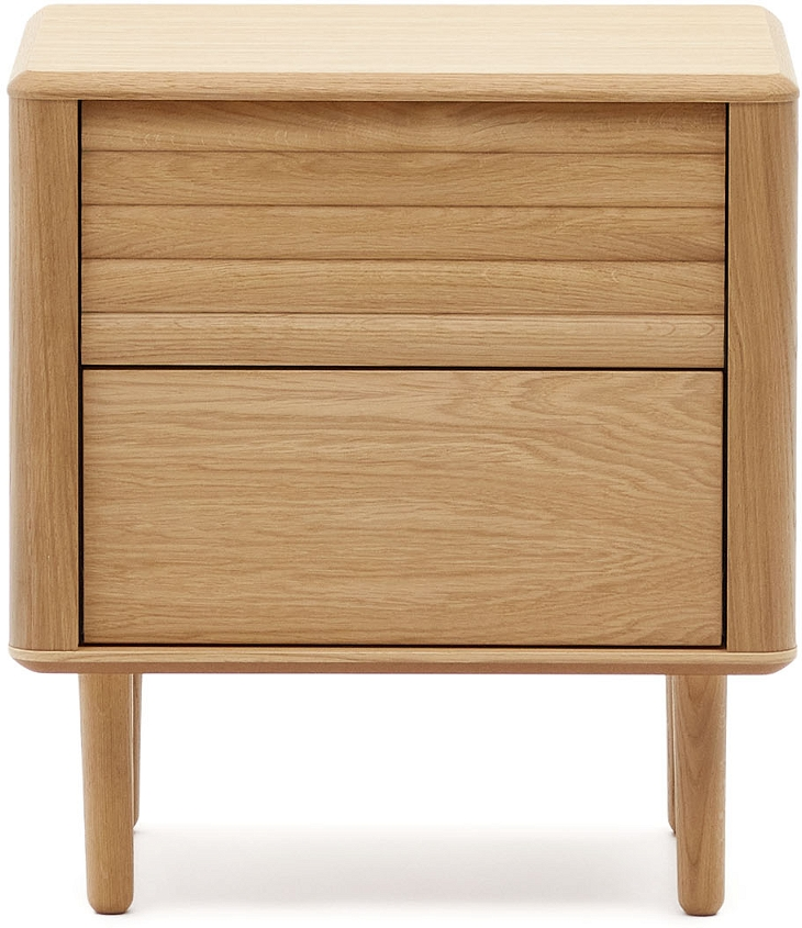 Sengebord Kave Home Lenon natur egetræ 2 skuffer push-open nordisk design H55 x B50 x D38 cm Sengebord Kave Home Lenon natur egetræ 2 skuffer push-open nordisk design H55 x B50 x D38 cm