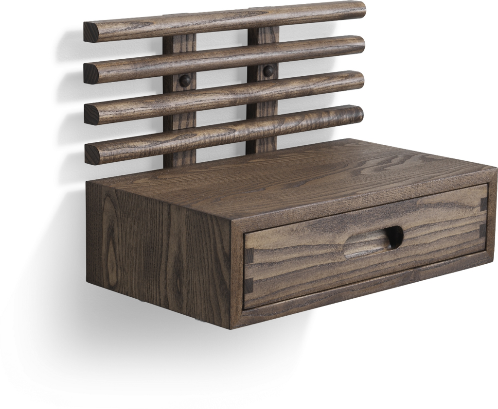 Sengebord Oscarssons Möbel Zana-serien massiv ask brunolieret H31x40x25 cm med skuffe