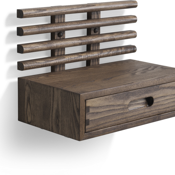 Sengebord Oscarssons Möbel Zana-serien massiv ask brunolieret H31x40x25 cm med skuffe
