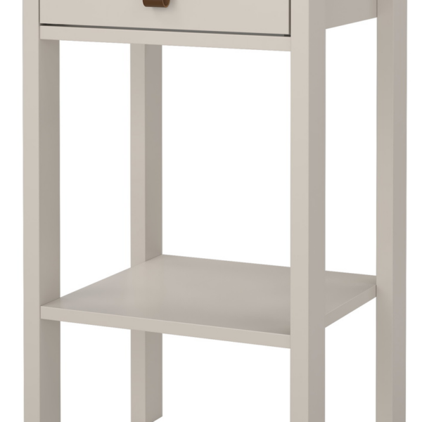Sengebord Vesterholm Madrid væghængt natbord Kashmir H70xB40xD34 cm FSC med lædergreb