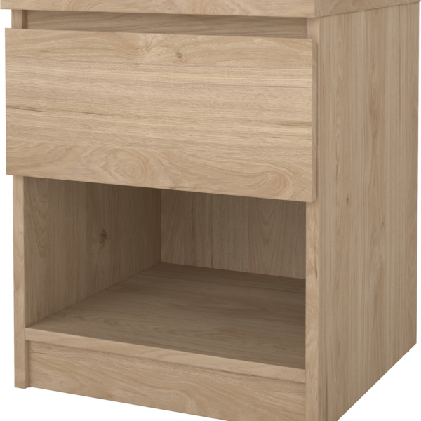 Sengebord Vesterholm Naia natbord Jackson Hickory FSC 49,5x40,4x40 cm med skuffe og åben hylde
