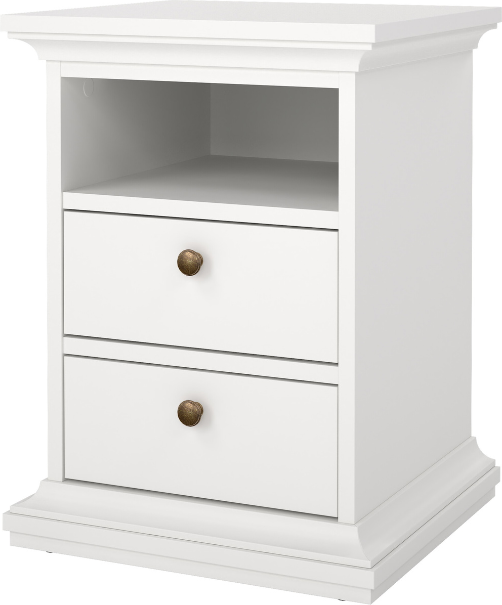 Sengebord Vesterholm Nora - hvid, 2 skuffer, FSC-spånplade, H58,8 x B43,6 x D40 cm Sengebord Vesterholm Nora - hvid, 2 skuffer, FSC-spånplade, H58,8 x B43,6 x D40 cm