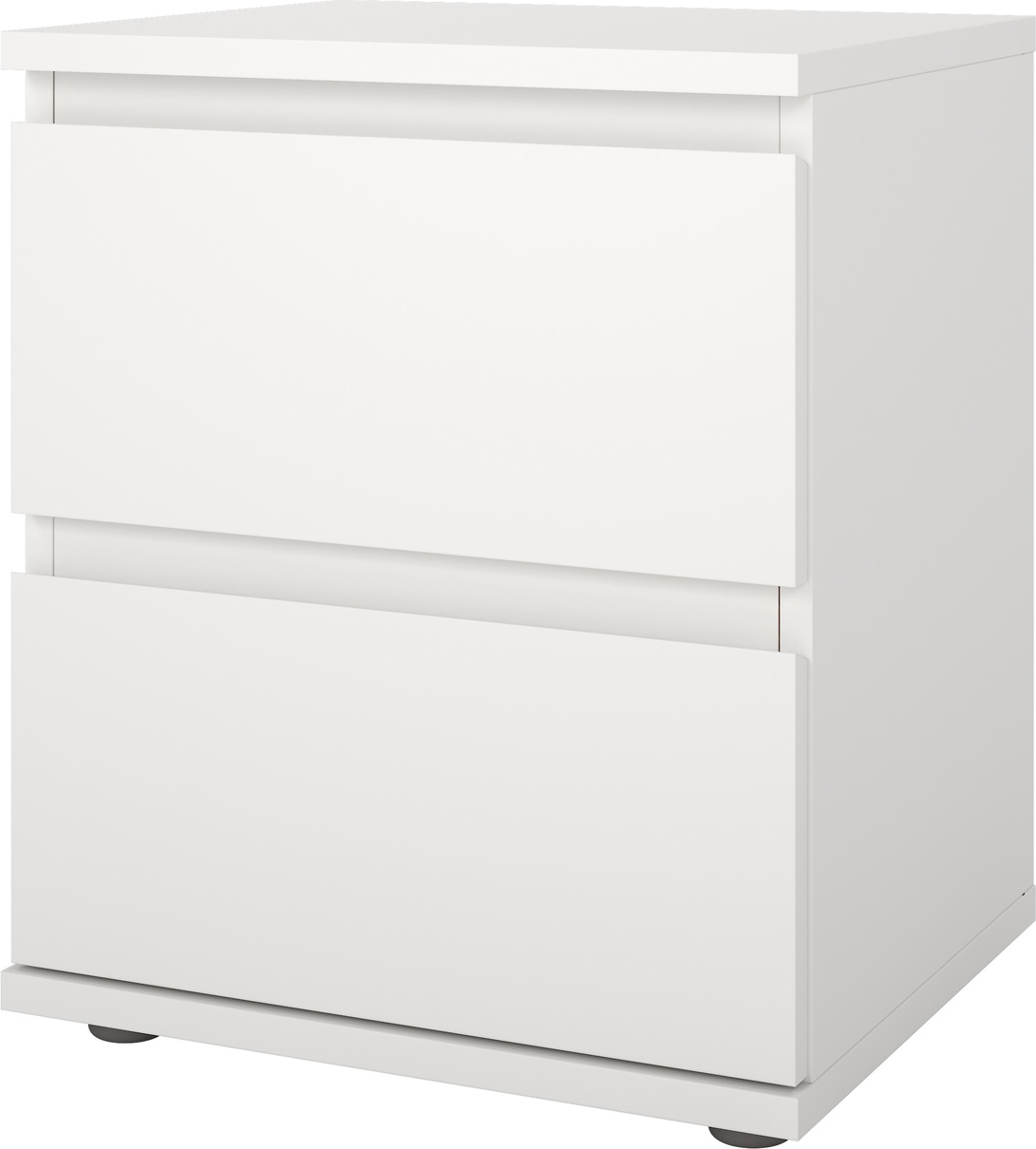 Sengebord Vesterholm Nova, hvid natbord, 2 skuffer, kompakt H48 x B40 x D34 cm, FSC, dansk produceret Sengebord Vesterholm Nova, hvid natbord, 2 skuffer, kompakt H48 x B40 x D34 cm, FSC, dansk produceret