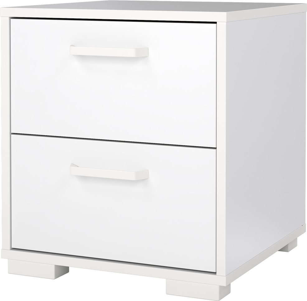 Sengebord Vesterholm Sofia natbord hvid højglans lakeret spånplade 2 skuffer FSC lavet i Danmark H44 x B40 x D40 cm Sengebord Vesterholm Sofia natbord hvid højglans lakeret spånplade 2 skuffer FSC lavet i Danmark H44 x B40 x D40 cm