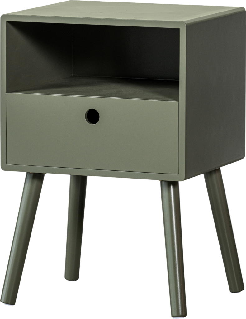 Sengebord WOOOD Ozzy natbord varm grøn MDF kompakt H53xB36xD30 cm