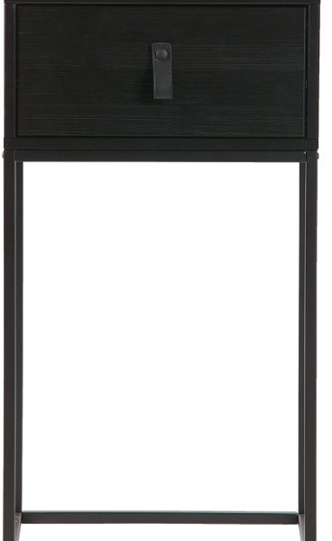 Sengebord WOOOD Zola natbord, sort metal og fyrretræ, H74xB35xD40 cm