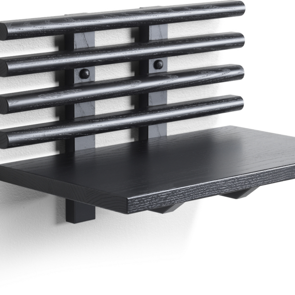 Sengebord med hylde Oscarssons Möbel Zana massiv ask sortbejdset H26xB40xD25 cm