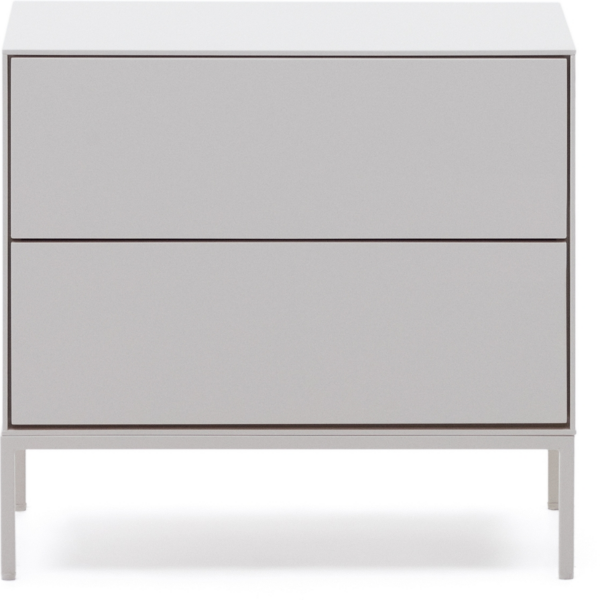 Sengebord natbord Kave Home Vedrana hvid - nordisk design med 2 skuffer og justerbare ben H55xB40xL60 cm