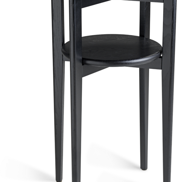 Sengebord natbord Oscarssons Möbel Mira massiv sortbejdset ask Ø39 x H65 cm 2 niveauer