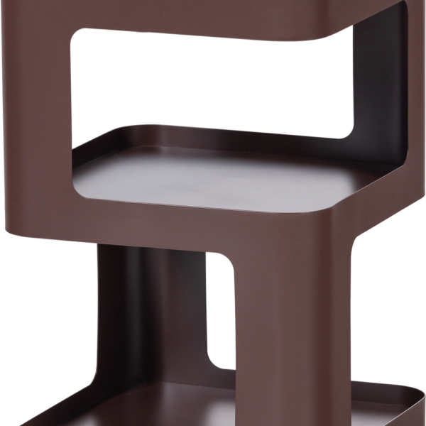 Sengebord/Sidebord WOOOD Collection, pulverlakeret metal, lilla/brun, H54xB35xD35 cm