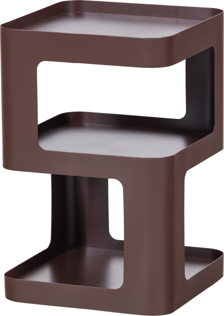 Sengebord/Sidebord WOOOD Collection, pulverlakeret metal, lilla/brun, H54xB35xD35 cm