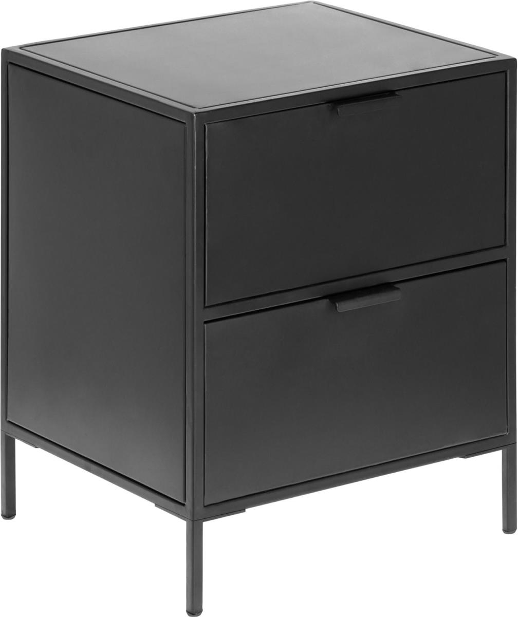 Sengebord/natbord Kave Home Shantay i sort pulverlakeret stål med 2 skuffer 50x35x40 cm industri nordisk Sengebord/natbord Kave Home Shantay i sort pulverlakeret stål med 2 skuffer 50x35x40 cm industri nordisk