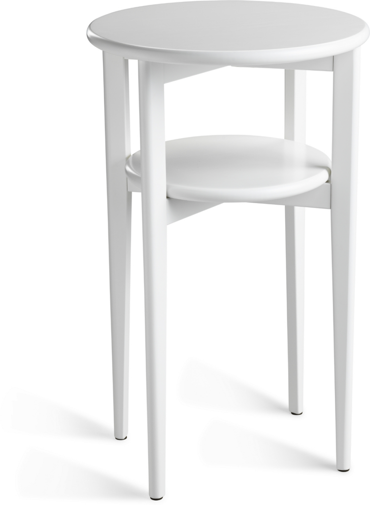 Sengebord/natbord Oscarssons Möbel Mira i MDF og massiv birk hvidlak med hylde D39 x H65 cm
