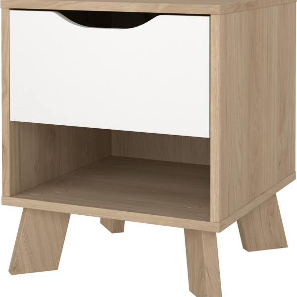Sengebord/natbord Vesterholm Ikast Jackson Hickory/hvid H47 x B40 x D40 cm