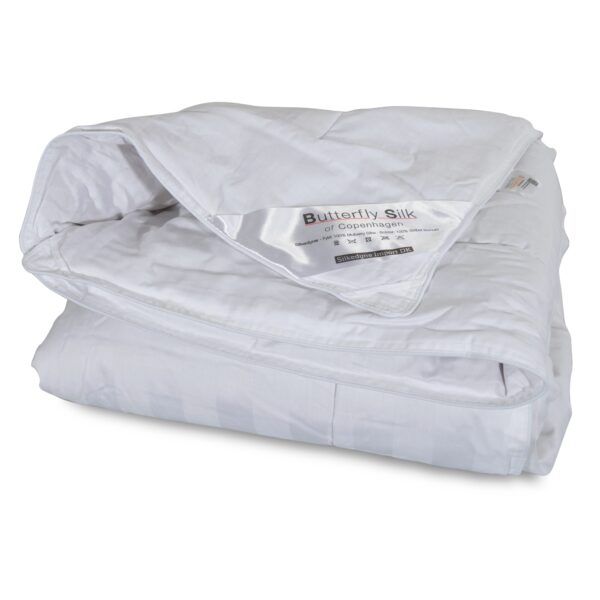 Silke vinterdyne - 100% mulberry silke - Stribet bomulds cambric - Butterfly Silk
