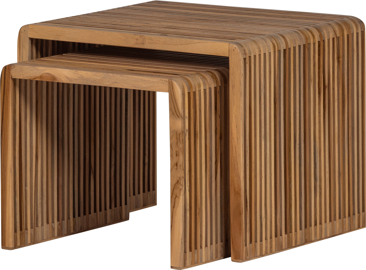 Sofabordsæt WOOOD Collection i genanvendt teaktræ, 2 stk, organisk design sidebord/sengebord, brun Sofabordsæt WOOOD Collection i genanvendt teaktræ, 2 stk, organisk design sidebord/sengebord, brun