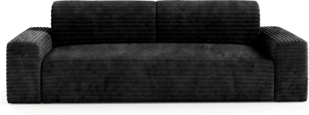 Sovesofa Maison Vellé Calira 3-personers, sofa-seng i TILIA 100 ribbet stof, soveflade 200x155 cm, opbevaring, fuldpolstret