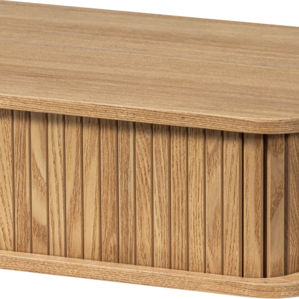 Væghængt natbord/sengebord WOOOD Collection - natur, skydedør og opbevaring, kompakt 40x30 cm