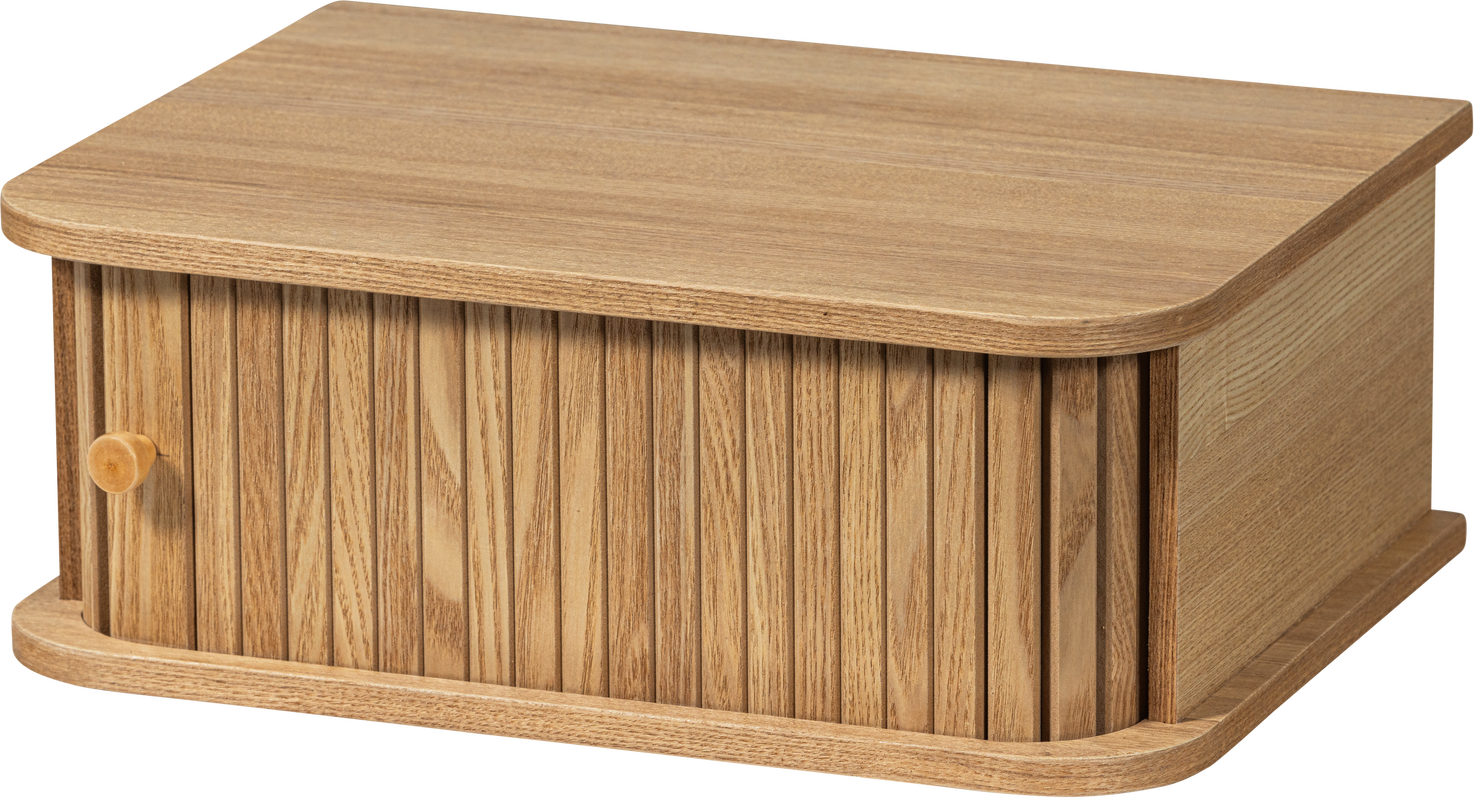 Væghængt natbord/sengebord WOOOD Collection - natur, skydedør og opbevaring, kompakt 40x30 cm Væghængt natbord/sengebord WOOOD Collection - natur, skydedør og opbevaring, kompakt 40x30 cm