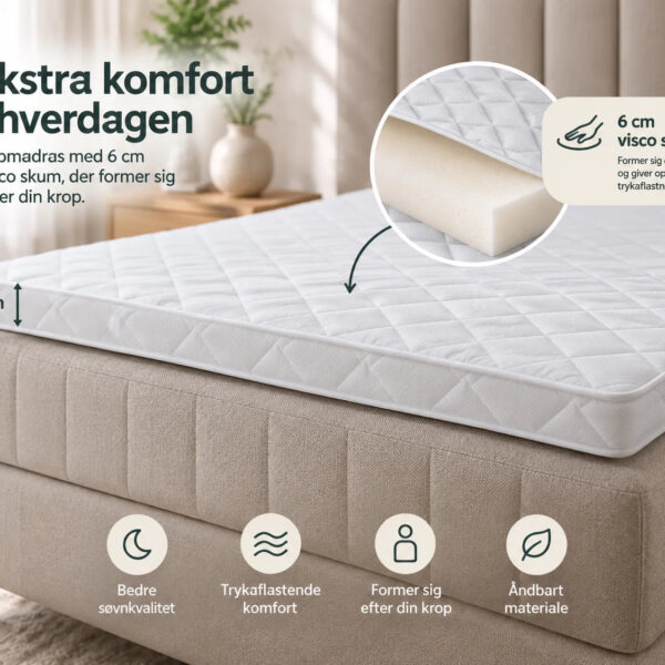 Visco 6cm topmadras naturlig - 120x200