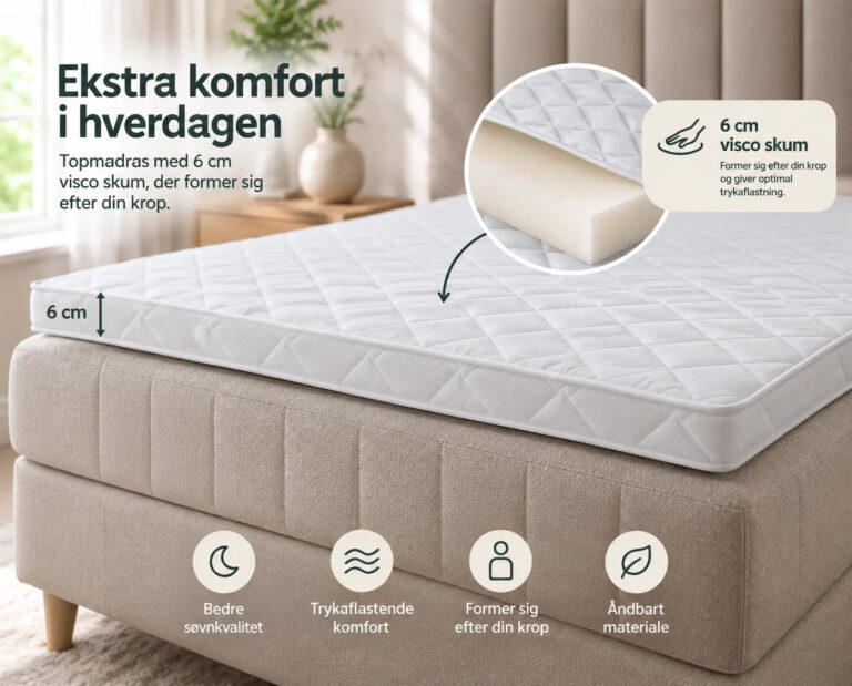 Visco 6cm topmadras naturlig - 120x200
