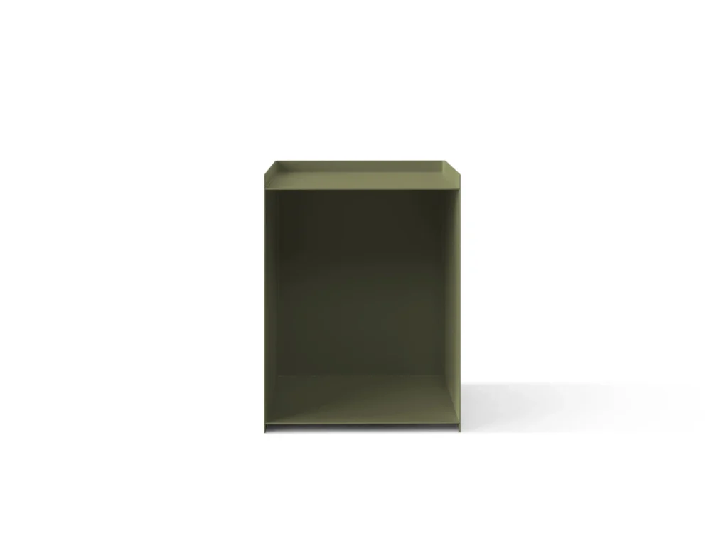 Natbord Micadoni Luca mosgrøn metal sengebord med opbevaringsrum H51,5 x B39,5 x D39,5 cm