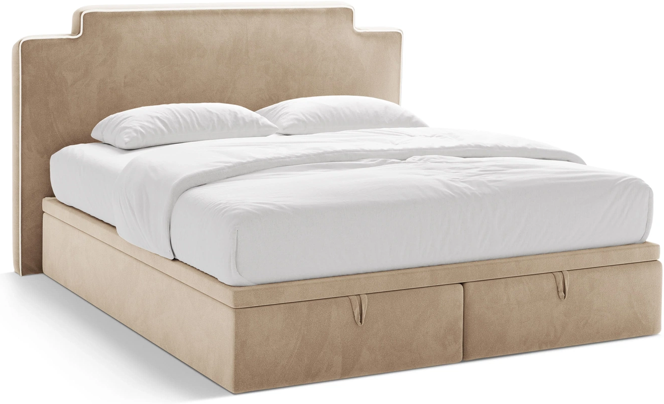 Seng 160x200 Micadoni Princess inkl. sengegavl, box-, pocket- og topmadras Magic Velvet velour elfenben/mandelbeige Seng 160x200 Micadoni Princess inkl. sengegavl, box-, pocket- og topmadras Magic Velvet velour elfenben/mandelbeige