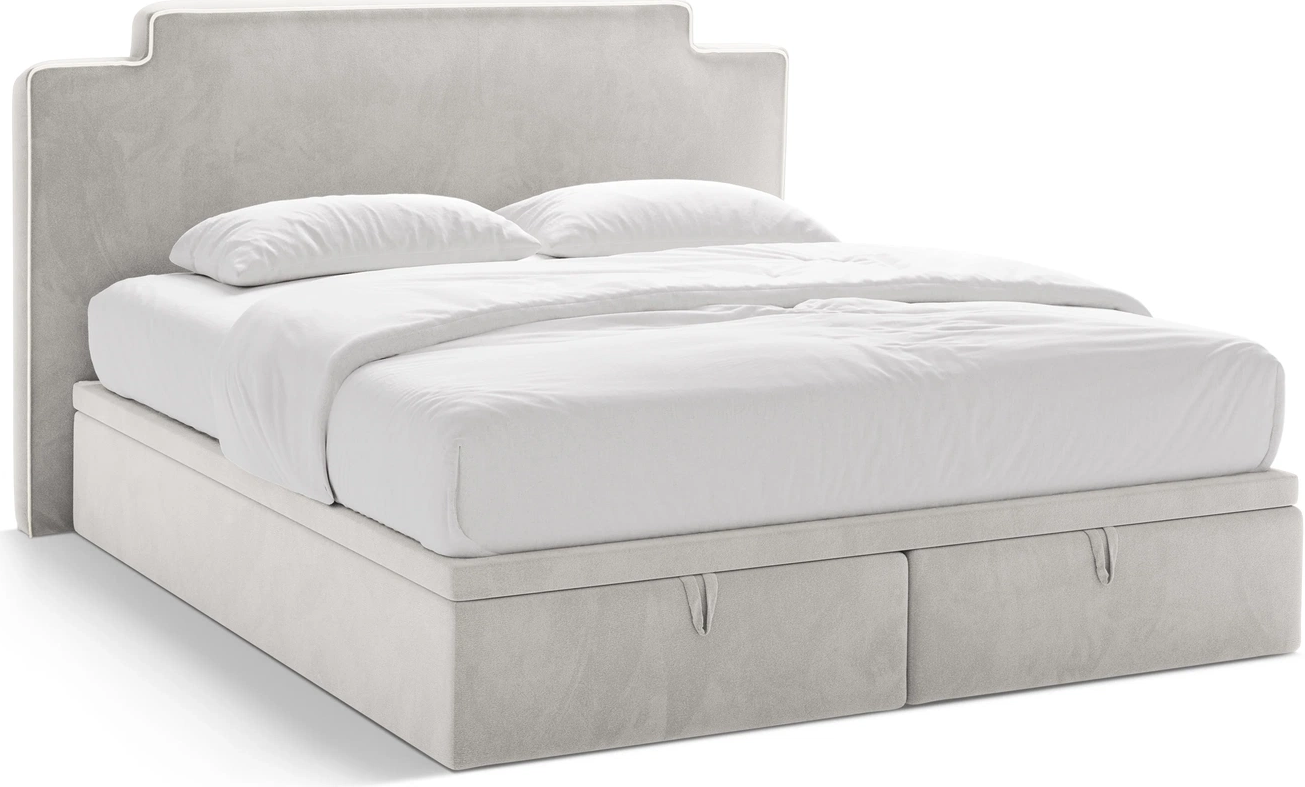 Seng 200x200 Micadoni Princess komplet sengesæt med sengegavl, boxmadras, 20 cm pocketmadras og topmadras, elfenben velour Seng 200x200 Micadoni Princess komplet sengesæt med sengegavl, boxmadras, 20 cm pocketmadras og topmadras, elfenben velour