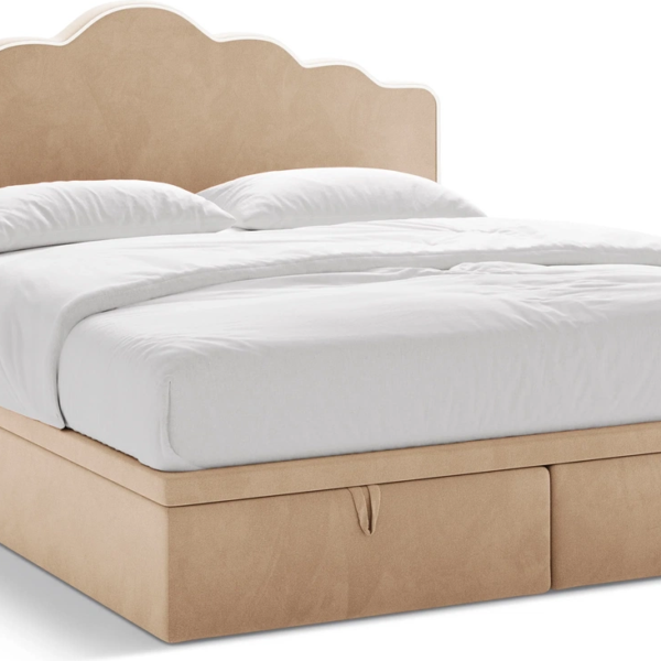 Seng Micadoni Dream 200x200 cm velour elfenben/mandelbeige, boxmadras inkl. pocket 20 cm & topmadras, opbevaring