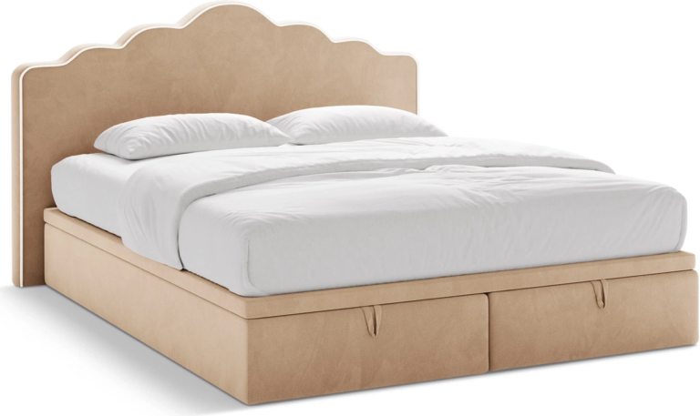 Seng Micadoni Dream 200x200 cm velour elfenben/mandelbeige, boxmadras inkl. pocket 20 cm & topmadras, opbevaring