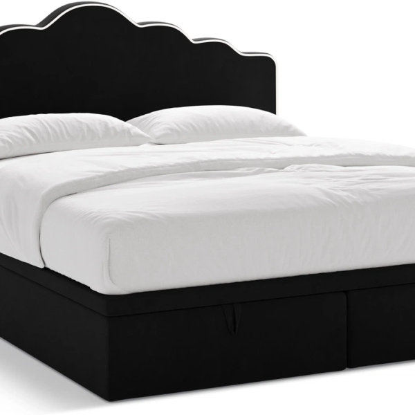Seng Micadoni Dream 200x200 elfenben velour - inkl. boxmadras, pocket- & topmadras, sengegavl, opbevaring gaslift