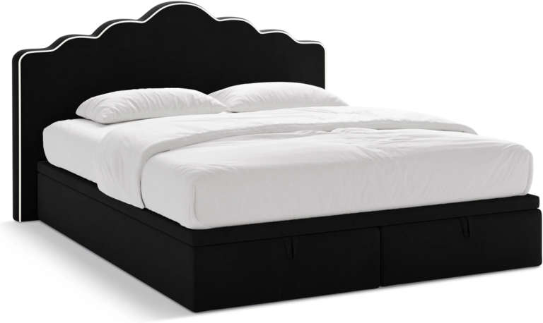 Seng Micadoni Dream 200x200 elfenben velour - inkl. boxmadras, pocket- & topmadras, sengegavl, opbevaring gaslift