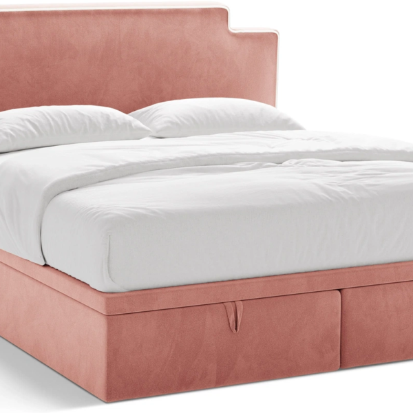 Seng Micadoni Princess 160x200 velour elfenben/rosa inkl. pocketfjedermadras & topmadras med opbevaring